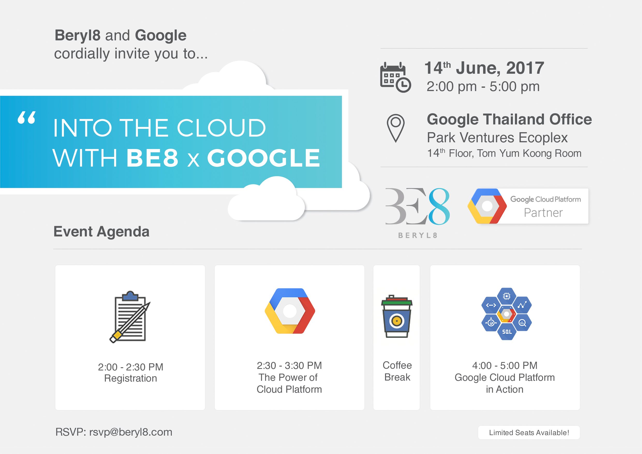 Invitation to “Into the Cloud with BE8 x Google”